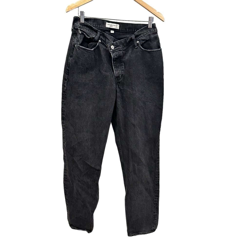 Abercrombie‎ & Fitch The Dad High Rise Black Jeans BUTTON Women’s Size 29/8 L